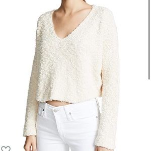 Free people cream popcorn cropped sweater